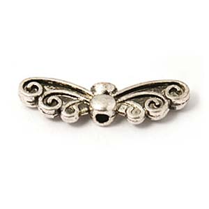 MEB22-2 - dragonfly wings bead  - silver