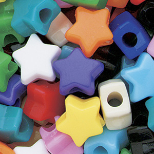 PB-ST S-M1 - star pony beads - opaque mixed colours