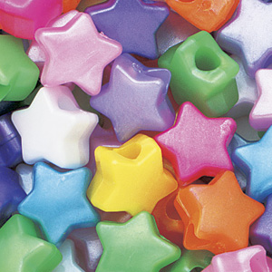 PB-ST P-M5 - star pony beads - pearl mixed colours