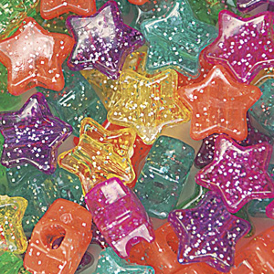 PB-ST SP-M10 - star pony beads - jelly sparkle mixed colours