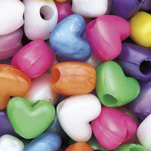 PB-HT P-M5 - heart pony beads - pearl mixed colours