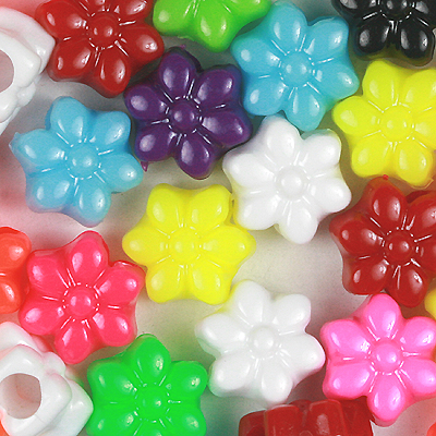 PB-FL S-M1 - flower pony beads - opaque mixed colours