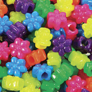 PB-FL N-M4 - flower pony beads - neon mixed colours