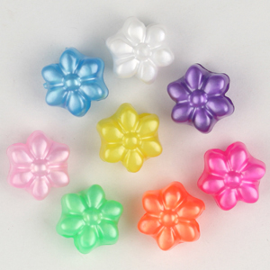 PB-FL P - flower pony beads - pearl single colours