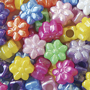 PB-FL P-M5 - flower pony beads - pearl mixed colours