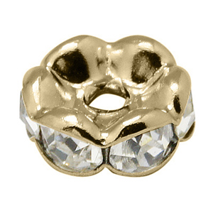RBSW08-1G - diamante rondelles, wavy edges - crystal/gold