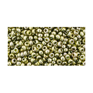 SB11JT-457 - Toho size 11 seed beads - gold lustred green tea