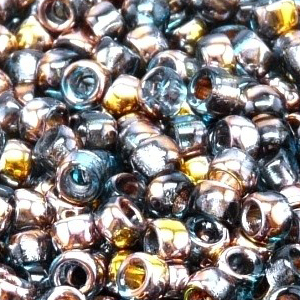 SBP8-177 - Matubo Czech size 8 seed beads - aquamarine gold capri