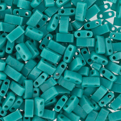 TLH412 - Miyuki Half Tila Beads - opaque turquoise green