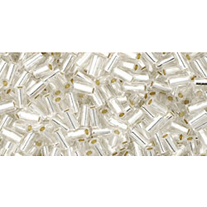 BB1JT-21 - Toho size 1 bugle beads - silver lined crystal