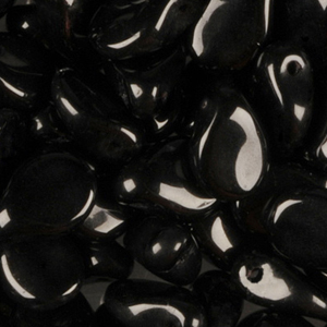 GBPIP-6 - Czech pips pressed beads - opaque black