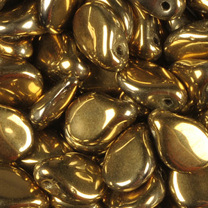 GBPIP-252 - Czech pips pressed beads - jet amber gold metallic