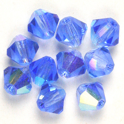 CCBIC03 13AB Czech crystal bicones - Sapphire AB