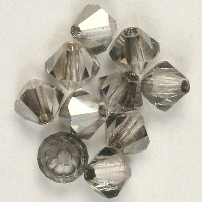 CCBIC03 95 Czech crystal bicones - Crystal  Silver Shade Half Coated