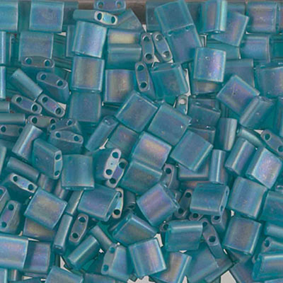 TL2405FR Miyuki Tila Beads - matt transparent teal AB