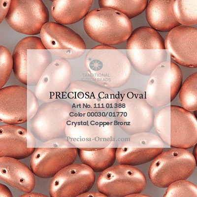 GBCDYOV08-112 Czech Candy Oval Beads - copper matt metallic