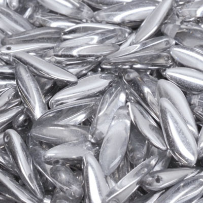 GBDAG-41 Czech dagger beads - crystal labrador half coated