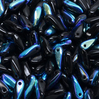 GBDAG-6AB Czech dagger beads - jet AB