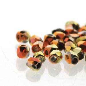 GBFP02-278 Czech fire-polished beads - jet Californian gold rush