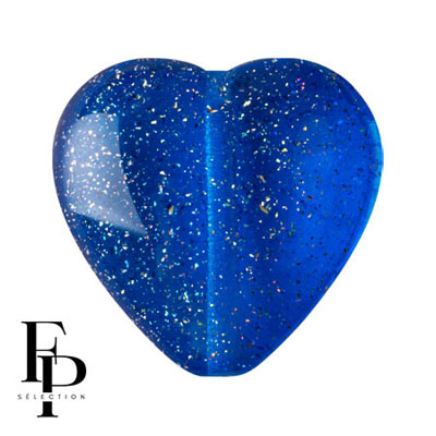 GBHRT-FPS-922 Czech Glass Heart - Transparent Constellation Blue