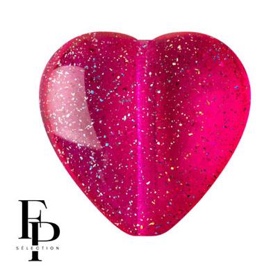 GBHRT-FPS-926 Czech Glass Heart - Transparent Constellation Fuchsia