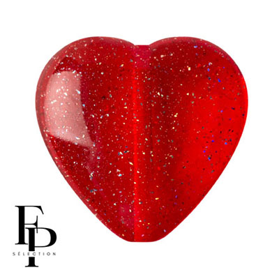 GBHRT-FPS-930 Czech Glass Heart - Transparent Constellation Red