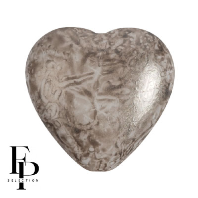 GBHRT-FPS-968 Czech Glass Heart - Mishmash Taupe
