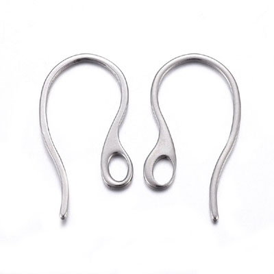 JF56-STST-2 304 Stainless Steel Earring Hooks, with Horizontal Loop ...