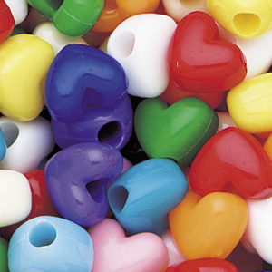 PB-HT S-M1 heart pony beads - opaque mixed colours