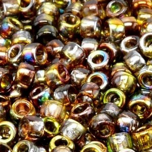 SBP8-227 Matubo Czech size 8 seed beads - magic yellow brown (magic green)
