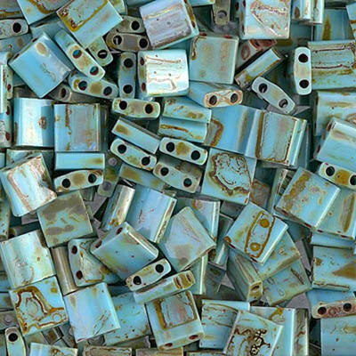 TL4514 Miyuki Tila Beads - seafoam green matt picasso TL4514 Miyuki Tila Beads - seafoam green matt picasso