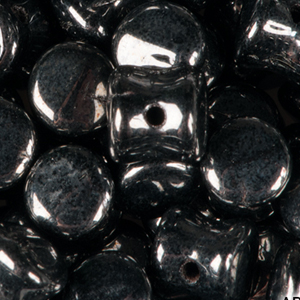 GBPLT-3 Czech pellet pressed beads - gunmetal fully coated (jet hematite)