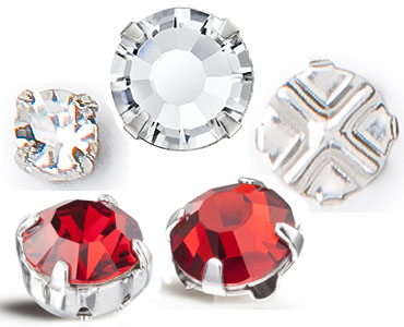 Super Category Preciosa Crystal Round Stones in Settings - rose montees and chaton montees